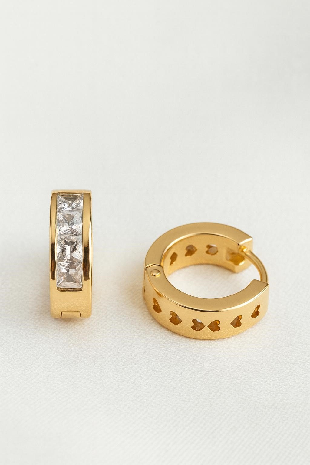 Child’s 2.0mm Princess-Cut White Cubic Zirconia Huggie Hoop Earrings in 14K Gold