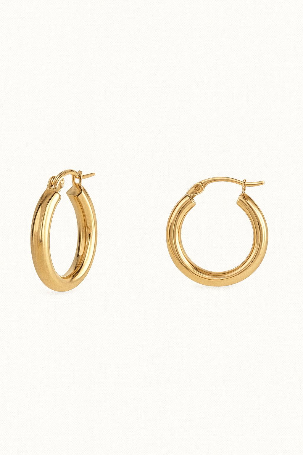Plain Round Gold Hoops, 10K