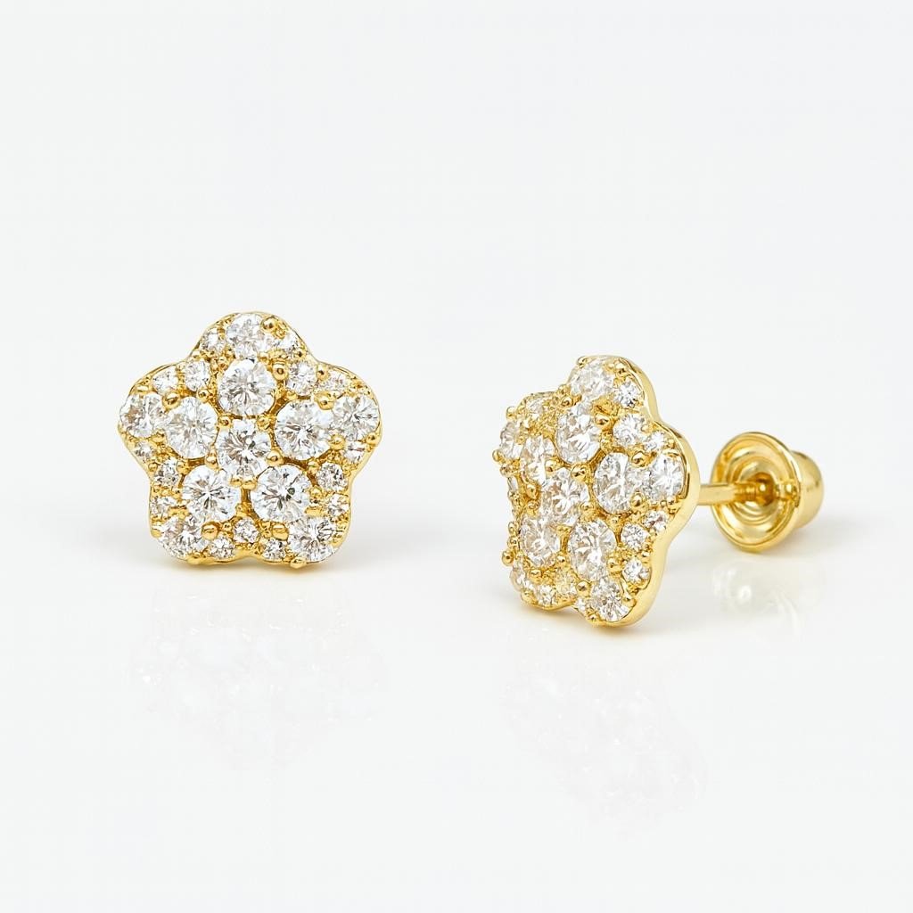 Flower Stud Earrings in 14K Yellow Gold