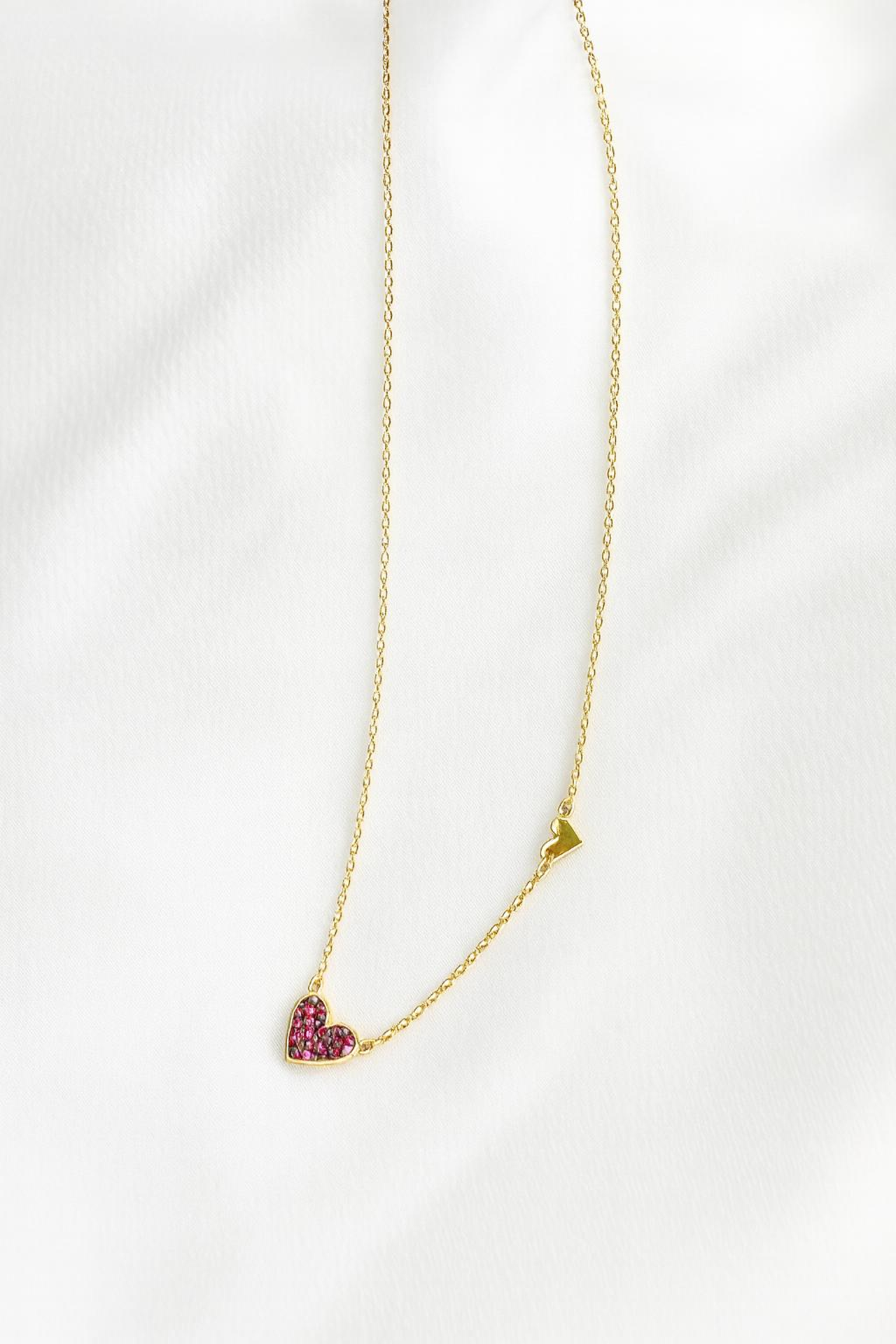 Red heart necklace 14 K Gold