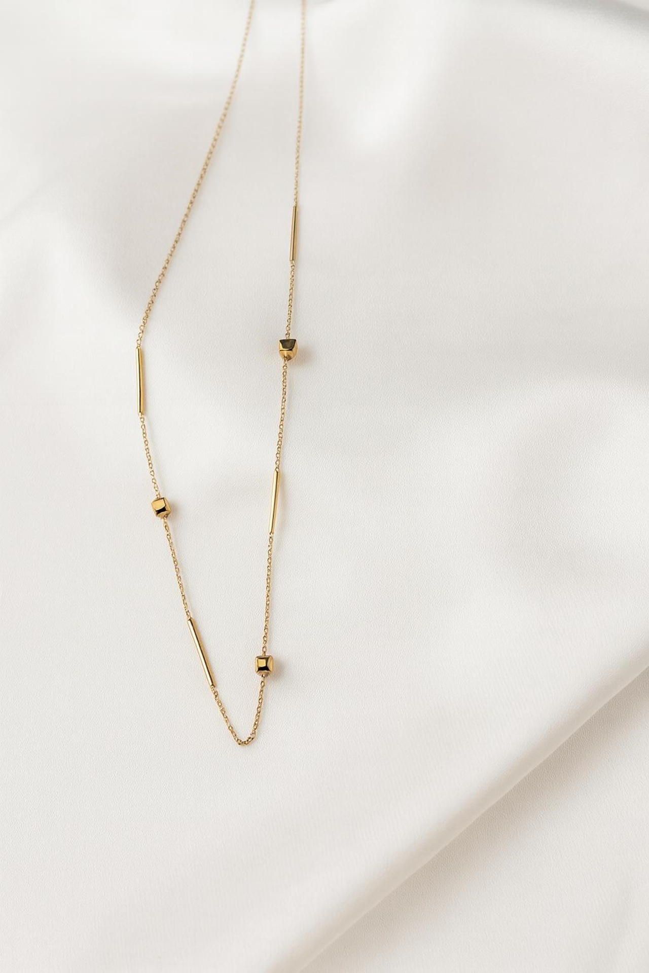 Tube Bead Necklace 14K Gold