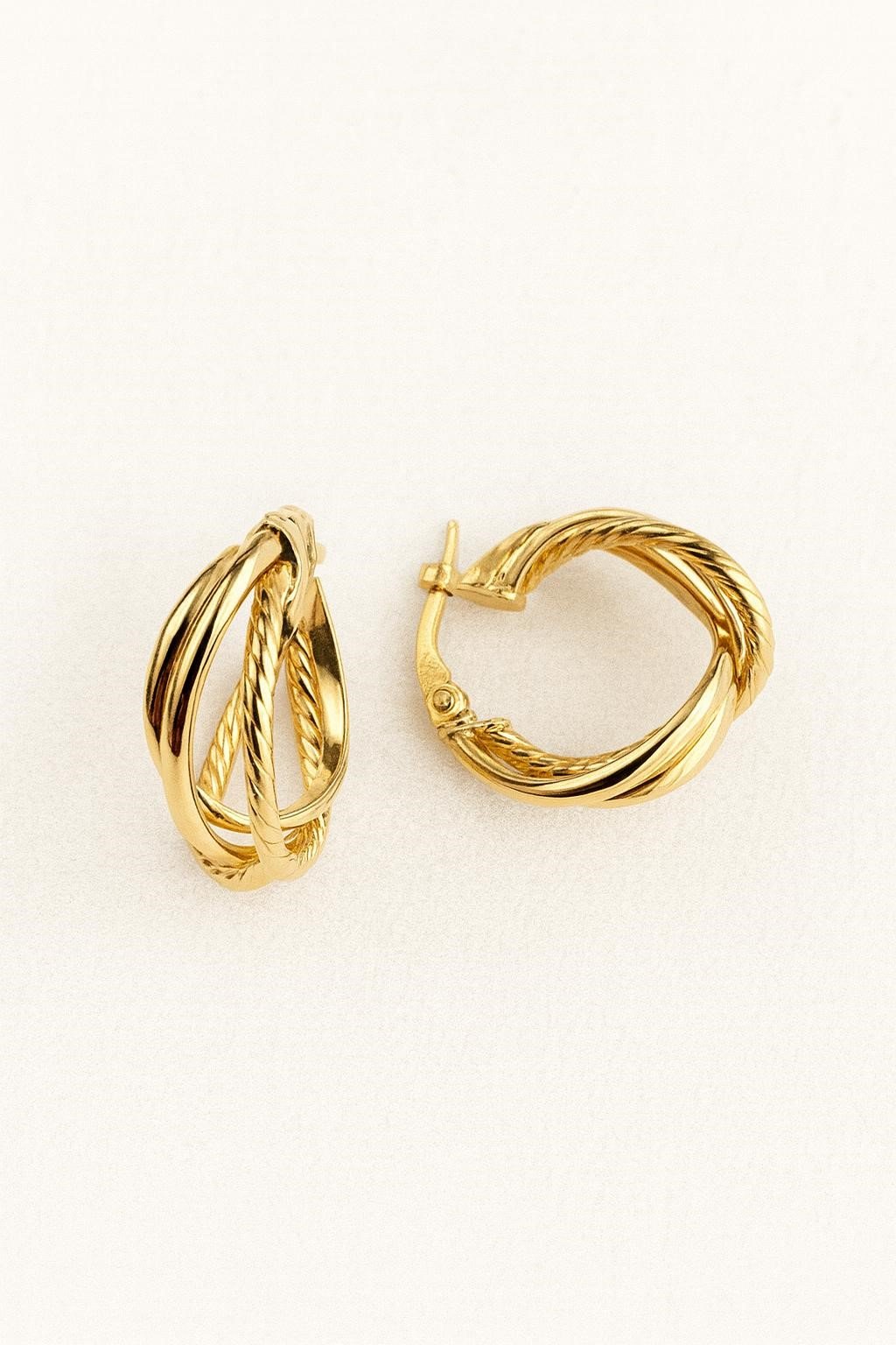 Double Hoop Earrings in 14K Gold